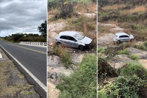 Motorista de aplicativo perde controle e sai da pista na BR-361, próximo a Santa Terezinha-PB